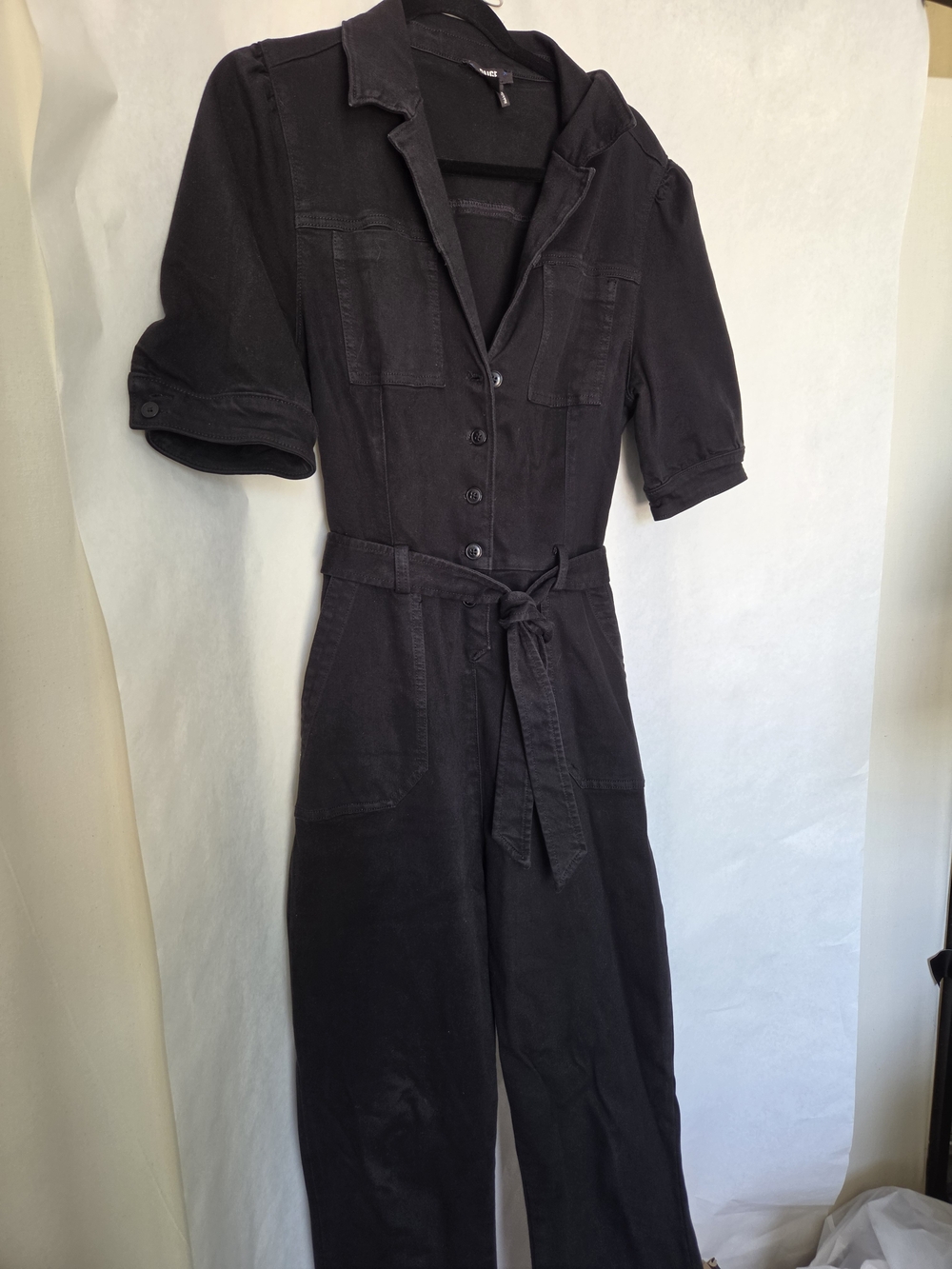 Paige Mayslie Short-Sleeve Jumpsuit - Black